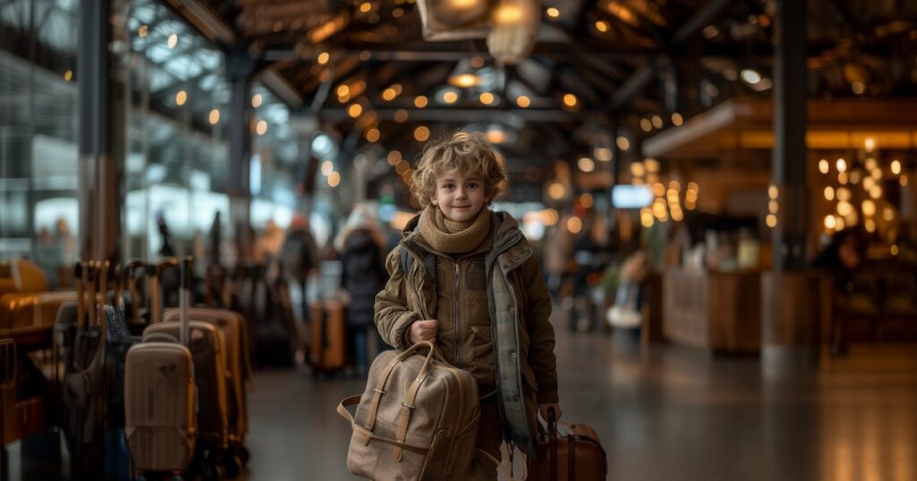 Unaccompanied minors at the airport .